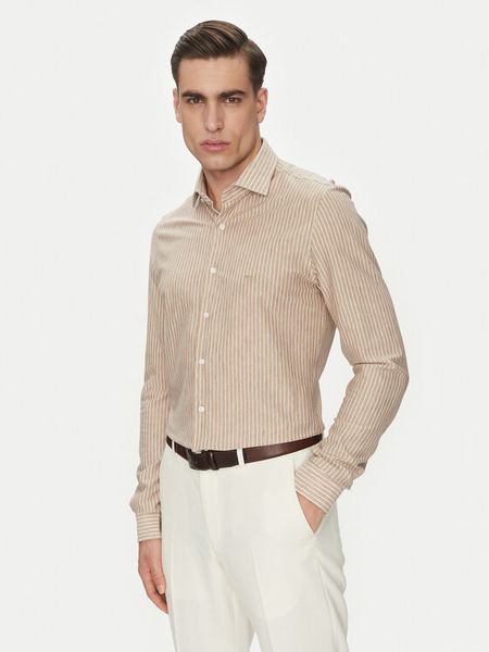 Michael Kors Koszula MK0DS01538 Beżowy Slim Fit. Brązowe koszule męskie Michael Kors, m, bez wzorów, z bawełny, bez kołnierzyka, bez ramiączek. Za 229.99 zł.