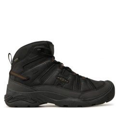 Trekkingi Keen. Czarne buty trekkingowe męskie Keen, bez wzorów, sportowe, bez obcasa, bez zapięcia. Za 449.99 zł.