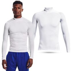 Koszulka termoaktywna męska Under Armour HeatGear długi rękaw. Białe bielizna termoaktywna męska Under Armour, m, bez wzorów, bez ramiączek, do biegania. Za 169.99 zł.