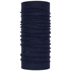 Chusta wielofunkcyjna z wełny merynosów Buff Merino Midweight. Niebieskie szaliki męskie Buff, bez wzorów, z wełny. Za 149.90 zł.