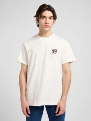 MESKA KOSZULKA LEE RELAXED GRAPHIC TEE ECRU 112370511. T-shirty męskie Lee, s, bez wzorów, bez kołnierzyka, bez ramiączek. Za 79.99 zł.