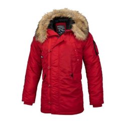 Kurtka zimowa męska Pitbull West Coast Adler. Czerwone kurtki męskie PITBULL, na zimę, m, bez wzorów, sportowe, bez ramiączek, bez kaptura. Za 419.99 zł.