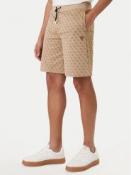Guess Szorty sportowe Z4YD03 K7122 Beżowy Regular Fit. Brązowe szorty sportowe męskie Guess, z aplikacjami, z bawełny, sportowe. Za 289.99 zł.