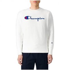 Bluza sportowa męska Champion Reverse Weave Embroidered Script Logo. Białe bluzy nierozpinane męskie CHAMPION, m, bez wzorów, sportowe, bez ramiączek, bez kaptura. Za 253.00 zł.