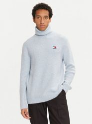 Tommy Jeans Golf DM0DM20602 Błękitny Slim Fit. Niebieskie kardigany męskie Tommy Jeans, m, bez wzorów, z jeansu, bez ramiączek. Za 249.99 zł.