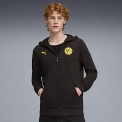 Męska kurtka z kapturem Borussia Dortmund FtblCulture PUMA Black Faster Yellow. Czarne kurtki treningowe męskie Puma, m, bez wzorów, z kapturem, do biegania. Za 309.00 zł.
