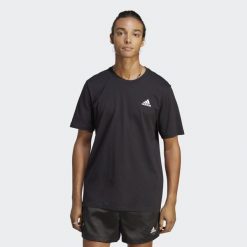 Koszulka sportowa męska adidas Essentials. Czarne t-shirty sportowe męskie ADIDAS, m, bez wzorów, sportowe, bez ramiączek. W wyprzedaży za 92.60 zł.