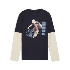 Młodzieżowa warstwowa koszulka MID90s z długim rękawem PUMA New Navy Blue. Niebieskia koszulki męskie z długim rękawem Puma, m, bez wzorów, młodzieżowe, bez kołnierzyka, bez ramiączek. Za 129.00 zł.