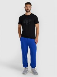 4F Spodnie dresowe joggery męskie - niebieskie S. Niebieskie długie spodnie sportowe męskie 4f, bez wzorów, z bawełny. Za 149.99 zł.