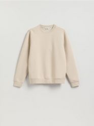 Bluza regular z bawełną - kremowy. Białe bluzy nierozpinane męskie Reserved, l, bez wzorów, z bawełny, bez ramiączek, bez kaptura. Za 99.99 zł.