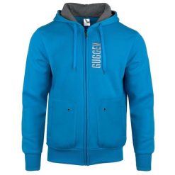 Bluza dresowa z kapturem. Niebieskie bluzy nierozpinane męskie GUGGEN MOUNTAIN, m, bez wzorów, z dresówki, sportowe, bez ramiączek, z kapturem. W wyprzedaży za 149.00 zł.