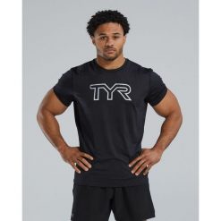 Tes Shirt TYR Airtec Big Logo. Czarne t-shirty sportowe męskie TYR, bez wzorów, sportowe, bez ramiączek. Za 269.99 zł.
