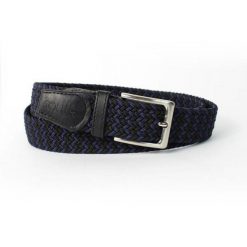Elegancki pleciony pasek męski SOLIER SB07 czarno-fioletowy. Czarne paski męskie bez wzorów, z jeansu, eleganckie. Za 49.99 zł.