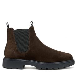 Sztyblety Geox. Brązowe sztyblety męskie Geox, bez obcasa, bez zapięcia. Za 539.99 zł.