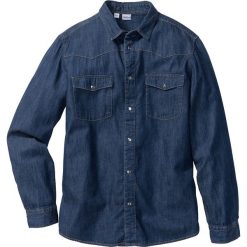 Koszula dżinsowa Slim Fit bonprix ciemnoniebieski. Niebieskie koszule męskie bonprix, z długim rękawem. Za 59.99 zł.