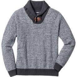 Sweter z szalowym kołnierzem Regular Fit bonprix szary. Szare swetry męskie bonprix, z dzianiny. Za 79.99 zł.