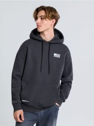 Bluza z nadrukiem na plecach NASA - szary. Szare bluzy nierozpinane męskie Sinsay, l, bez wzorów, bez ramiączek, bez kaptura. Za 69.99 zł.