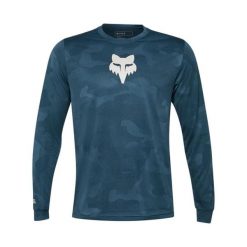 Bluza rowerowa męska Fox Ranger Tru Dri LS Jersey. Niebieskie bluzy nierozpinane męskie FOX, m, bez wzorów, z jersey, sportowe, bez ramiączek, bez kaptura. Za 240.99 zł.