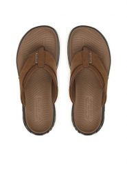 Skechers Japonki Street retro Jogger Sd 211359/BRN Brązowy. Brązowe klapki i japonki męskie Skechers, bez wzorów, ze skóry. Za 229.99 zł.