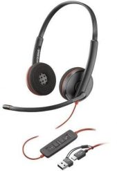 Poly Blackwire 3220 Stereo Wired Headset, USB-C, USB-C/A Adapter (Bulk), Black. Czarne słuchawki nauszne Poly. Za 133.50 zł.