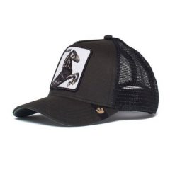 Czapka z daszkiem Goorin Bros. The Stallion Trucker - 101-0393-BLK. Czarne czapki męskie Goorin Bros, bez wzorów, sportowe. Za 136.00 zł.