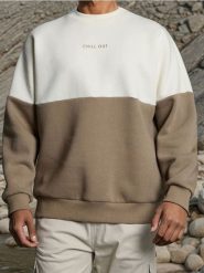 Bluza crewneck z bawełną - brązowy. Brązowe bluzy nierozpinane męskie Sinsay, l, bez wzorów, z bawełny, bez ramiączek, bez kaptura. Za 49.99 zł.