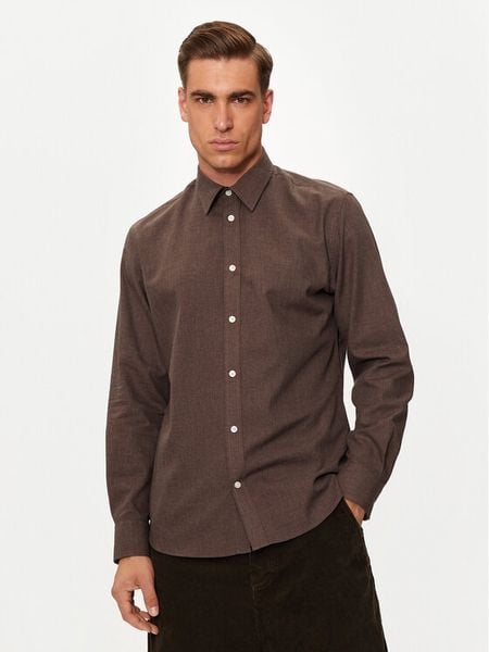 Selected Homme Koszula 16094903 Brązowy Slim Fit. Brązowe koszule męskie Selected Homme, m, bez wzorów, z wiskozy, bez kołnierzyka, bez ramiączek. Za 139.99 zł.