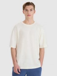 4F T-shirt oversize z modalem męski - biała XXL. Białe t-shirty męskie 4f, m, bez wzorów, z bawełny, bez kołnierzyka, bez ramiączek. W wyprzedaży za 59.99 zł.
