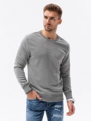 Bluza męska bez kaptura BASIC - szary melanż V2 - Rozmiar: XXL. Szare bluzy nierozpinane męskie Ombre Clothing, m, bez wzorów, z bawełny, klasyczne, bez ramiączek, bez kaptura. W wyprzedaży za 29.99 zł.
