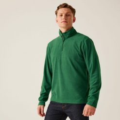 Polar roboczy męski Micro Zip Neck. Zielone bluzy z polaru męskie Regatta, m, bez wzorów, z polaru, biznesowe, bez ramiączek, bez kaptura. W wyprzedaży za 47.99 zł.