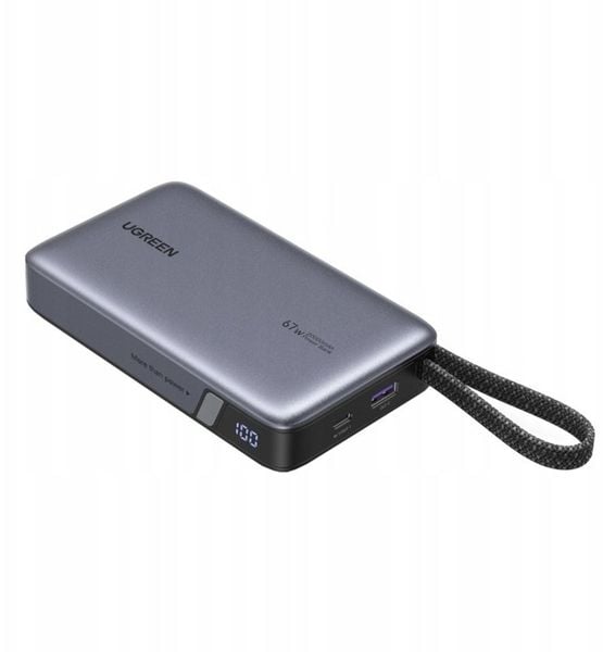 Powerbank 20000mAh Ugreen PB550, 67W, USB + USB-C, wbudowany kabel (szary). Szare powerbanki UGREEN. Za 170.98 zł.