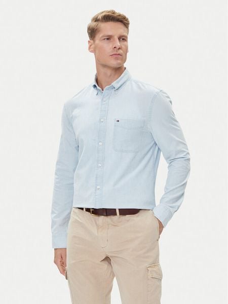 Tommy Hilfiger Koszula MW0MW39431 Błękitny Regular Fit. Niebieskie koszule męskie Tommy Hilfiger, m, bez wzorów, z bawełny, bez kołnierzyka, bez ramiączek. Za 419.99 zł.