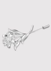 PAKO LORENTE - Srebrna szpilka do marynarki męskiej lilia. Szare biżuteria dla mężczyzn Pako Lorente, srebrne. Za 149.99 zł.