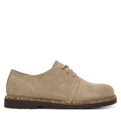 Półbuty Birkenstock. Brązowe codzienne półbuty męskie Birkenstock, bez wzorów, bez obcasa, bez zapięcia. Za 639.99 zł.