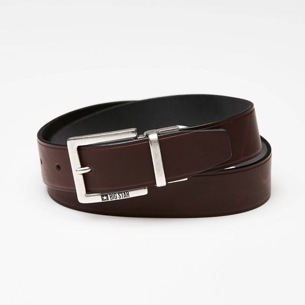 Brązowy Skórzany Pasek Męski Big Star. Brązowe paski męskie Big Star Accessories, bez wzorów, ze skóry, eleganckie. Za 111.99 zł.