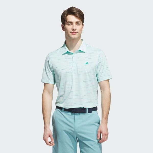 Koszulka Ultimate365 Mesh Glimmer Print Polo. Niebieskie koszulki polo męskie ADIDAS, l, bez wzorów, z meshu, sportowe, bez kołnierzyka, bez ramiączek. W wyprzedaży za 195.30 zł.