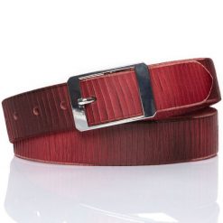 MUSTANG PASEK SKÓRZANY 35 mm SOPO-MUS069. Czerwone paski męskie Mustang, bez wzorów, prążkowane, klasyczne. Za 59.99 zł.