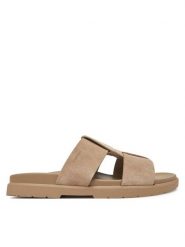Calvin Klein Klapki Lug Sandal Double T Su HM0HM01800 Brązowy. Brązowe klapki i japonki męskie Calvin Klein, bez wzorów, ze skóry. Za 319.99 zł.