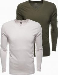 Ombre Zestaw longsleeve męski z długim rękawem - mix 2-pak V5 Z41 XXL. Koszulki męskie z długim rękawem Ombre, m, bez wzorów, bez kołnierzyka, bez ramiączek. Za 139.99 zł.