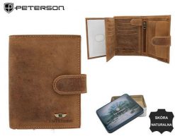 Portfel skórzany Peterson PTN 339Z brązowy. Brązowe portfele męskie Peterson, bez wzorów. Za 104.00 zł.
