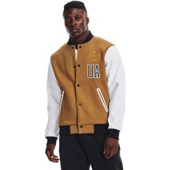 Kurtka Under Armour Ua Originators Letterman, Mężczyźni. Brązowe kurtki męskie Under Armour, m, bez wzorów, z bawełny, sportowe, bez ramiączek, bez kaptura. W wyprzedaży za 590.00 zł.