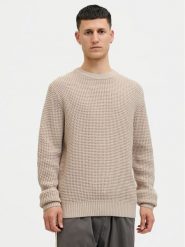 Jack & Jones Sweter Global 12287594 Beżowy Regular Fit. Brązowe kardigany męskie Jack & Jones, m, bez wzorów, z syntetyku, bez ramiączek. Za 119.99 zł.