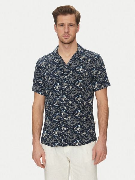 Blend Koszula 20718227 Granatowy Regular Fit. Niebieskie koszule męskie Blend, l, bez wzorów, z wiskozy, bez kołnierzyka, bez ramiączek. Za 89.99 zł.