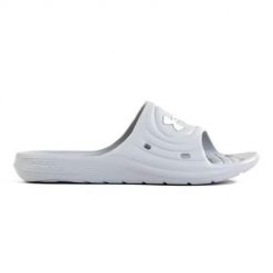 Klapki męskie Under Armour Locker IV SL. Białe klapki i japonki męskie Under Armour, bez wzorów, z materiału. Za 69.99 zł.