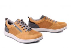 RIEKER 16901-68 yellow, półbuty męskie. Żółte eleganckie półbuty męskie Rieker, bez obcasa, bez zapięcia. Za 399.90 zł.