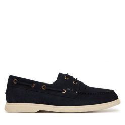 Półbuty BOSS. Niebieskie codzienne półbuty męskie Boss, bez wzorów, bez obcasa, bez zapięcia. Za 869.99 zł.