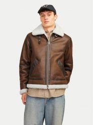 Jack & Jones Kurtka z imitacji skóry Cole Aviator 12261819 Brązowy Regular Fit. Brązowe kurtki męskie Jack & Jones, m, bez wzorów, ze skóry, bez ramiączek, bez kaptura. Za 239.99 zł.