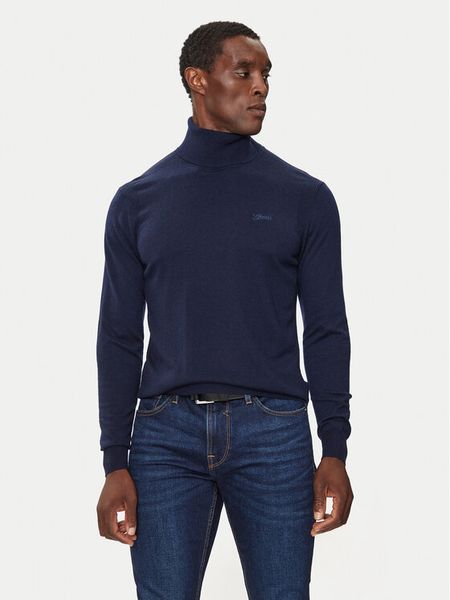 Guess Golf M4BR05 Z3H82 Granatowy Regular Fit. Niebieskie kardigany męskie Guess, z aplikacjami, z syntetyku, bez kołnierzyka, bez ramiączek. Za 209.99 zł.