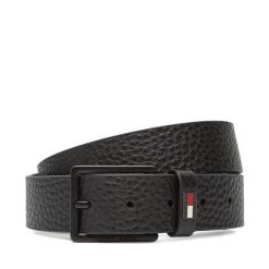 Pasek Męski Tommy Jeans. Czarne paski męskie Tommy Jeans, bez wzorów, z jeansu. Za 189.99 zł.