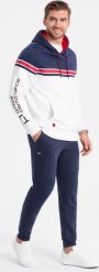 Ombre Spodnie męskie dresowe joggery - ciemnoniebieskie V4 OM-PASK-22FW-008 L. Niebieskie długie spodnie sportowe męskie Ombre, bez wzorów, z dresówki. Za 69.99 zł.